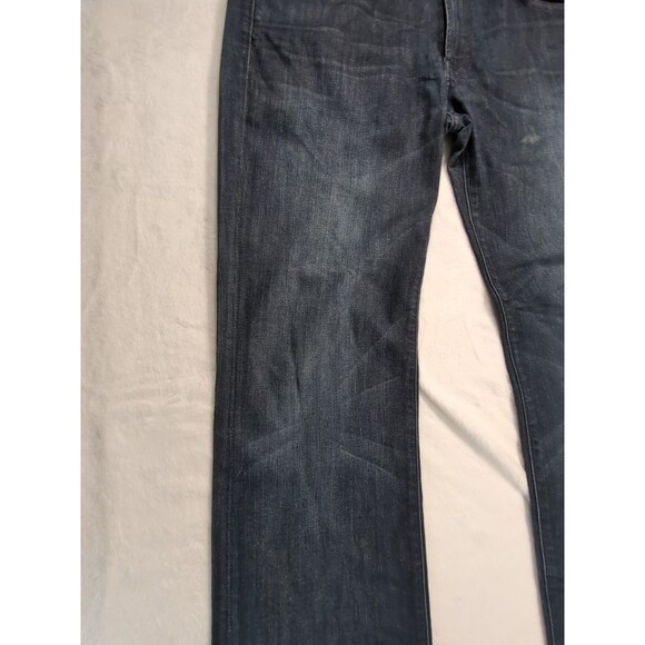 7 For All Mankind Jeans Mens 36x28 Blue Dark Wash Bootcut Denim Design On Pocket - Picture 3 of 16